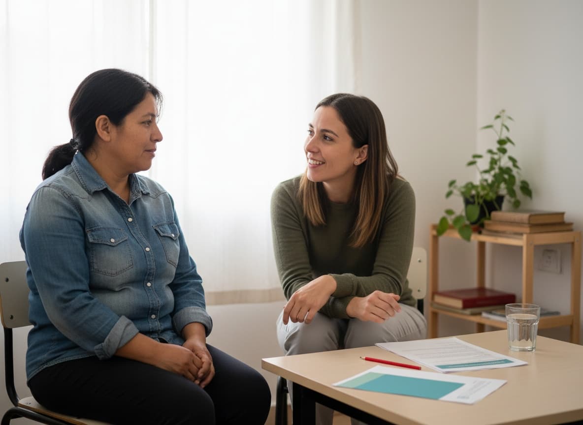 Profesionales de GADI en consulta con familia